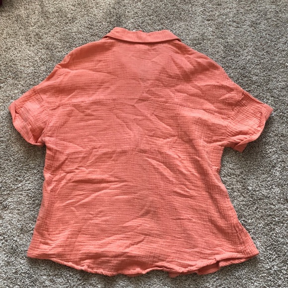 NEW Self Esteem Pink Relaxed Button Up Linen Top - Picture 6 of 6